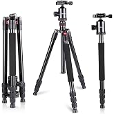Adofys Professional Aluminium Alloy 67 inches/170 Centimeters Camera Travel Tripod Monopod with 360 Degree Ball Head,1/4 inch