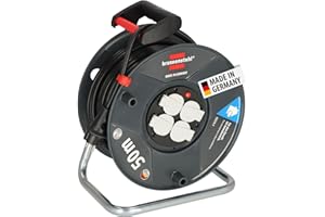 Brennenstuhl Garant V2 Enrouleur de câble, 50 m, en plastique spécial, avec protection contre la surchauffe, pour une utilisation en intérieur, fabriqué en Allemagne
