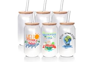 ANOTION Gobelets à sublimation – 532 ml – Tasses en verre vierges avec couvercles et pailles – Tasses de sublimation givrées pour sublimation – Tasses à café vierges en borosilicate
