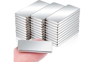 DGDUBRB 30Pcs Strong Neodymium Bar Whiteboard Magnets, Silver, 20mm x 8mm x 1.5mm, Rectangular, Multi-Use Fridge Magnets