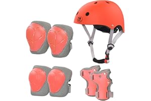 LANOVAGEAR Casco Infantil Set de Protección Casco 2-8 años Ajustable Rodilleras, Coderas y Muñequeras para Patinar Ciclismo Monopatín y Deportes Extremos