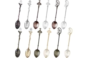 Chostky 12 piezas Cucharas de café retro, cucharas de aleación de cristal, cucharas de postre de vajilla creativa, cucharas de té talladas retro, cucharas de café, pastel de azúcar, sopa de helado