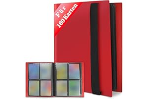 JUSONEY Karty Kolekcjonerskie Album - Z160 Kieszenie 20 Pages Pro 4 kieszenie z wodoodporną niebieską okładką książki Idealne do zbierania kart dla MTG Magic, do Match Atta (czerwony)