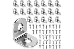 L&W LUCK 20 Pezzi Staffe Angolari, 20x20mm Squadrette Angolari, Angolari Metallo per Legno Di 90°, Staffe A L con 40 Viti per Il Fissaggio di Mobili in Llegno (Argento)
