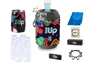 BEER UP DRINK UP PLUS décor INFINITY- Tireuse Portative pour Toutes Boissons - 20 Verres + enceinte Bluetooth +1 ceinture porte verres - Boissons fraîche 20h - Transportable - Évènement, pique-nique