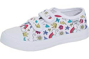 SCRUFFYTED Kids Canvas Shoes Boys Trainers Girls Pumps Unisex Easy Fasten Plimsolls Casual Shoes