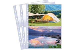 CLKE CLEK 30 Pack 60 Pockets A4 Transparent Postcard Sleeves for A4 2/3/4 Ring Binder, Clear Page Protector for Postcard Sleeves, Waterproof, Top Loading, 2 Pocket Single Sided (31cm*23cm)