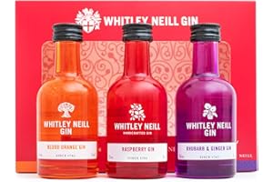 BEAMS INTERNATIONAL Whitley Neill Gin Gift Set - Flavoured Alcohol Miniatures, 3x 5cl Blood Orange, Raspberry, Rhubarb & Ginger, Gin Gifts for Women, Men, Birthday, Alcohol Gift Set - Gifts for Her, Stocking, Christmas