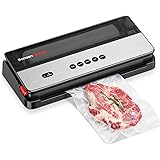 Bonsenkitchen Macchina Sottovuoto per Alimenti, Tagliapasta Incorporato e Rotoli per Sacchetti Sottovuoto e Starter Kit, Disp