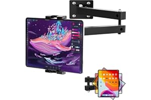 More9Room Tablet Wall Mount, iPad Wall Mount with 360°Rotating and Sturdy Metal Base tablet Wall Holder compatible with 4" - 13" iPad Tablet Mobile Phone Aluminum Alloy Long Arm