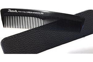 NIAVIDA Jäneke 55813 grzebień kieszonkowy 5 1/2 cala (antystatyczny) z prawdziwą skórą - etui w kolorze czarnym