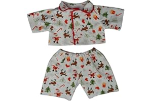 SPLODGE TEDDY PARTIES White Santa Pyjamas PJ - 10 inch/25cm - Teddy Bear Clothes