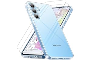 caslord Funda para Samsung Galaxy A35 5G Transparente Case, [2 Protector de Pantalla] [Anti-Amarillo] [Ultra Delgado] [Protección contra caídas] Suave TPU Caso Delgada Anti-Choques Cover - Clear