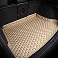 ELEDVB Car Boot Liner Leather Mat for Toyo-ta Land Cruiser lc300 5 2021-2023, Tail Trunk Cargo Tray Waterproof Protector Pad, with Raised Edges Foldable Auto ?Styling Accessories,Beige