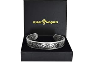 Holistic Magnets® Wikinger Kupfer Armband XL (Antik-Silber) Herren Magnet Armbänder für Arthritis Originelle Geschenke für Männer Magnetarmband-VP (XL: Handgelenk 22-24cm)