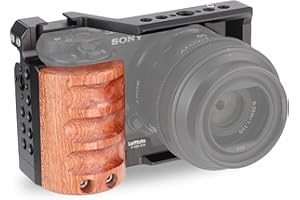Leftfoto Ulepszona metalowa klatka z drewnianym uchwytem do Sony Alpha ZV-E10 akcesoria do nagrywania wideo, mikrofon zimnej stopki/rozszerzenie światła klatka wideo do filmowania zestaw kamery vlog