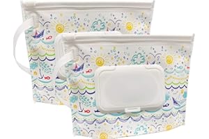 ULVBABI Pochette portable pour lingettes humides de petite taille (17,8 x 13,7 cm), distributeur de lingettes pour bébé, réutilisable et rechargeable, respectueux de l'environnement, pratique pour les