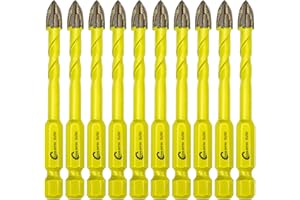 SANLEETEK Set Punte Trapano Carburo - 10pezzi 6mm Punta Carburo Tungsteno con Attacco Esagonale a Cambio Rapido per Legno Plastica Muratura Piastrelle di Ceramica Calcestruzzo