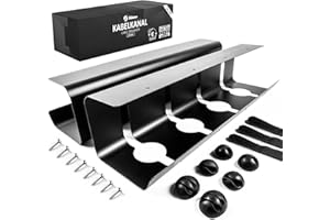 Stilemo 2 Pièces Cable Management Bureau Conduit de Câbles, Set Goulotte Passe Câbles Organisateur, Support Câble Chemins, 43cm x 12cm x 10cm Acier Revêtu, Capable de Tenir Charge 5kg, Noir