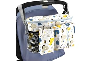ZSMJAER Borsa Passeggino Organizer,Impermeabile Borsa per Passeggino Universale,Con Tracolla Regolabile,per Trasportare Biberon,Pannolini e Giocattoli