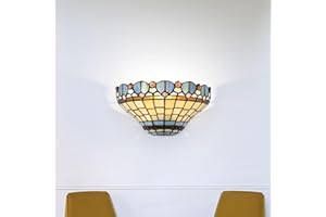 Home Supplies Tiffany Wall Lights for Living Room, Wall Lamps Stained Glass Contemporary Wall Lights for Bedrooms and Lounge 7x13 inches (HxW) (Red Dragonfly)