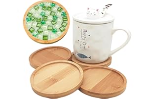 ANKTILY Bambus-Mosaik-Untersetzer - Leere Bodenschalen für Bastelarbeiten, DIY-Mosaikbedarf, Trinkbecher und Pflanzen, Kunstteller (Rund), 4 Stück