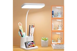OUSDRA Flexo LED de Escritorio Antifatiga Ocular – Lámpara con 3 Modos de Luz y 8 Niveles de Brillo Regulable, Plegable con Cuello de Cisne 360° para Estudio, Oficina y Lectura