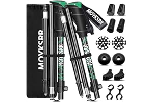 MOYKSRR Trekkingowe, teleskopowe kijka, kijki z włókna węglowego i aluminium, skladane, regulowane 108-135 cm, zamknięcie zaciskowe