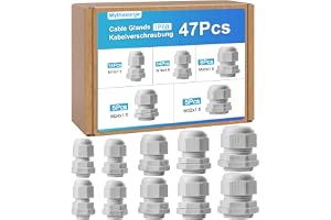47 stycken kabelskruvar M12 M16 M20 M24 M32, IP68 vattentät kabelgenomföring kabelskruvar för utomhus trädgård kopplingsbox kopplingsbox, plast nylon kabelgenomföring