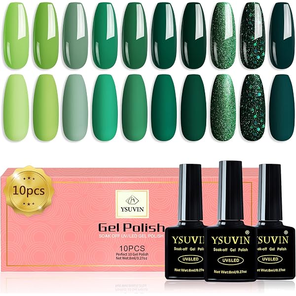 YSUVIN UV Nagellack Set 10 Farben – Rosa, Nude, Glitzer, 8 Ml, Soak-off, Für DIY Nageldesign
