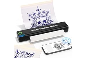 YOHOOLYO Termocopiadora Tattoo Bluetooth Impresora Termica Tattoo Portatil 203 DPI Compatible con Smartphones Tabletas Incluye 10 Hojas de Transferencia para Tatuadores Principiantes