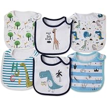 Bavaglini Impermeabili Con Tasca Per Bambini 6-24 Mesi - Morbidi E Lavabili - Simpatici Animaletti (2 Pezzi)