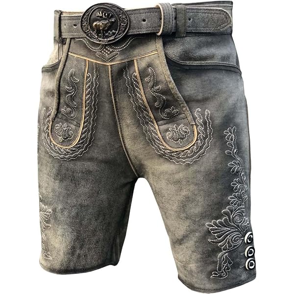 Schöne kurz Trachten Lederhosen Oktoberfest Lederhose Grün Mit Gürtel Gr.46-64