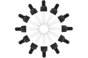 SUPERFINDINGS 24 pièces Compte-Gouttes en Verre 10 ml Compte-Gouttes en Verre à Pointe Droite avec Ampoule en Caoutchouc et Bouchon à Vis pour Flacons Compte-Gouttes D'Huiles Essentielles en Verre