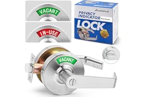 ANNFUZ Vacant Occupied Bathroom Door Handle Lock,Privacy Lever with Large Indicator,in-Use or Vacancy Indication Occupied Deadbolt,Commercial Door Handle Lock for Public Restrooms(Satin Nickel)