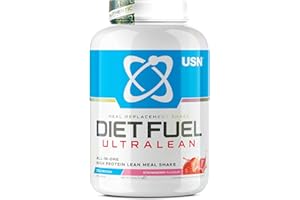 USN Diet Fuel Ultralean Meal Replacement Shake Powder (Strawberry, 2kg - 36 Servings/Meals) Tasty High Protein Shake To Feel Full For Longer, Weight Control Powder, Drink Mix With 25g Protein