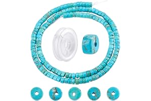 SUNNYCLUE 1Boîte 167Pcs Pierres Précieuses Naturelle Heishi Perle Plat Disque Turquoise Rond Coin avec Fil Élastique pour la Fabrication de Bijoux Artisanat Bracelet