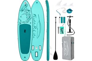 FEATH-R-LITE Inflatable Stand Up Paddle Board Ultra-Light Paddleboard with ISUP Accessories Including Adjustable Paddle, Backpack, Pump, Leash, Fins
