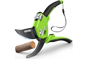 VOTREK 8,5" Sécateur de Jardin Pour Les Mains Faibles, Secateur Professionnel En Dérivation, Ciseaux Jardinage Pour Bois Frais/Fleur, 【Lame SK5】【Ressort Intégré】【Poignées Ergonomiques】