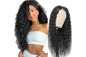 Weeybay Parrucca Donna Capelli Veri Umani Water Wave 4X4 Human Hair Wig 150% Density Free Part Glueless #1B Black Real Unprocessed Hair Parrucche 20 Inch