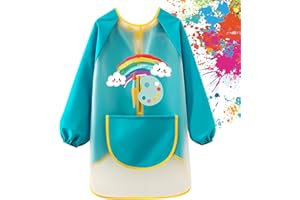 FYting Malkittel Kinder 2 jahre, malschürze kinder schule ab 6 jahre, malkittel kinder 8-10 jahre, malerkittel, Sicheres TPU-Material, wasserdicht, wird keine schmutzige Kleidung (Tiefblau)