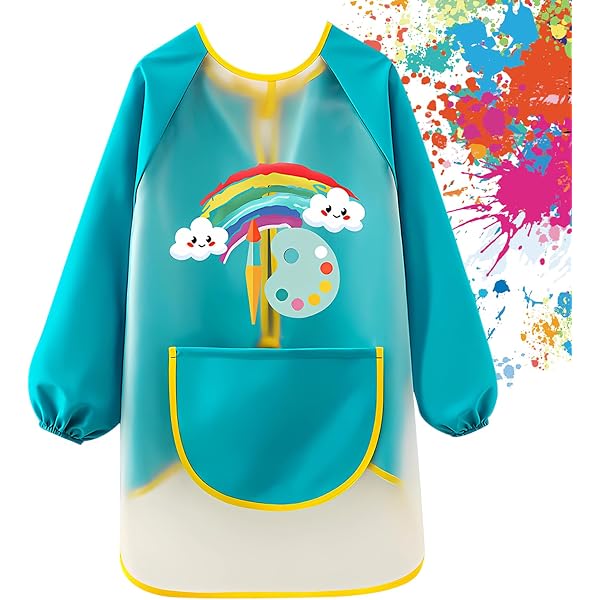 JOLLY Malschürze Für Kinder – Dunkelblau, Langärmlig Mit Klettverschluss, Ab 3 Jahren, Mit Taschen