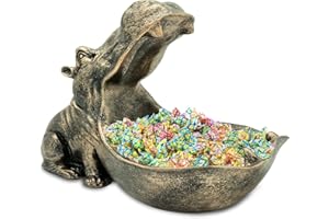 HUHOTE Nilpferd Statue Schlüsselschale, Groß Mund Figur Schlüssel Schale, Nilpferd Schale Schmuck Aufbewahrungsbox, Nilpferd Skulptur, Tischdekoration für Wohnzimmer, Dekoration, Geschenke (Kupfer Farbe)