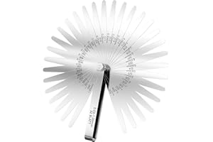 Rseuphiee 32 Klingen Fühlerlehren, Edelstahl Klingen Fühlerlehre, Faltbares Werkzeug ventillehre, Dual Marked Metric und Imperial Gap Messwerkzeug für Messung Gap Breite/Dicke Größen.