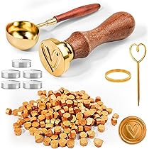 Kit Completo Ceralacca Per Sigilli - 620 Pezzi Con Timbro, Scaldacera E 24 Colori Per Matrimoni E Inviti - Foto 5