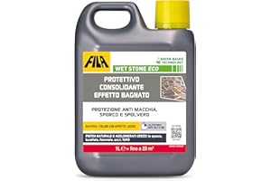 FILA Surface Care Solutions WET STONE ECO Protettivo Naturale Tonalizzante ad Effetto Bagnato, Idrorepellente per Pietra, Antimacchia e Antisporco, Adatto al Pavimento Esterno ed Interno, 1 Litro