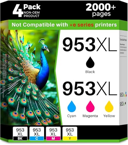 callmenew 953XL inktcartridges, compatibel met HP 953XL Multipack/HP 953XL ( CMYK), 4 stuks, XL-bereik, smartchip, vervanging voor OfficeJet Pro 7740/8710/7720 callmenew 953XL inktcartridges, compatibel met HP 953XL Multipack/HP 953XL ( CMYK), 4 stuks, XL-bereik, smartchip, vervanging voor OfficeJet Pro 7740/8710/7720