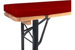 ‎TEXDEKO TexDeko® Bierbankauflage gepolstert 220x25x4cm XL für Bierzeltgarnitur Bankauflage waschbar mit Reißverschluss zum selber aufziehen (Rot)