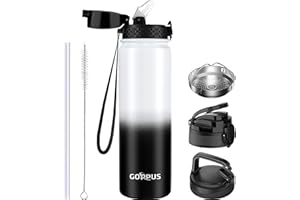 GOPPUS 1 l / 907 ml butelka na wodę ze słomką podwójne ścianki izolowane butelki wielokrotnego użytku próżniowa termiczna butelka szczelna butelka na napoje butelka sportowa zimna butelka na siłownię