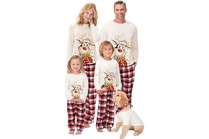 HZDAZRL Christmas Pyjamas Family Matching Xmas Pajamas Long Sleeve Top And Pant Sets Loungewear Holiday Pajamas Pjs Sleepwear
